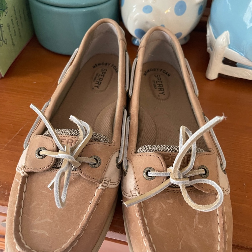 COPY - Women’s SPERRY Angelfish Tan Linen Oat sz 9.5 no box 📦 tried on fast shi… - Picture 4 of 6